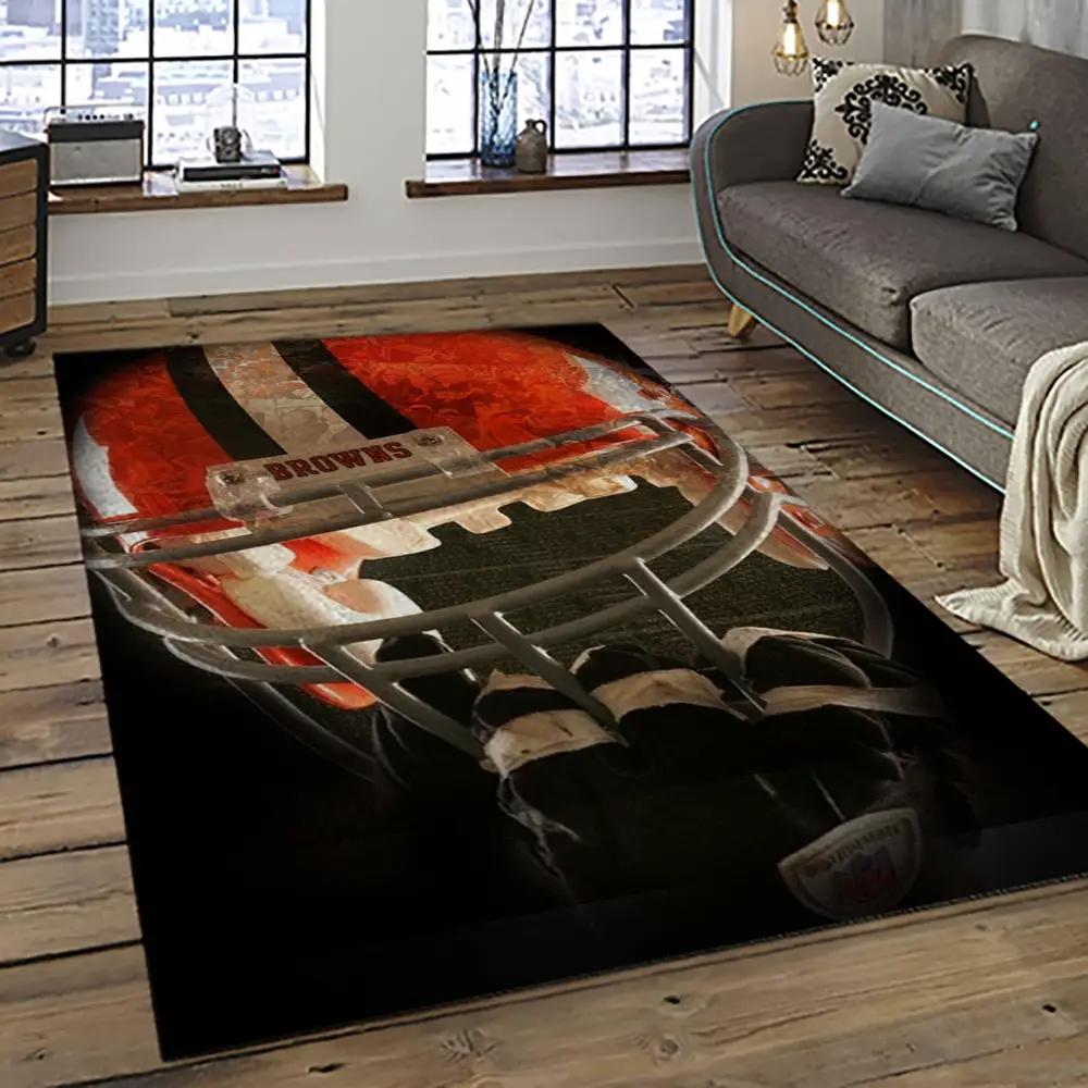 Nfl cleveland browns football team logo sport carpet rectangle area rug for living room cb04 Rectangle Rug