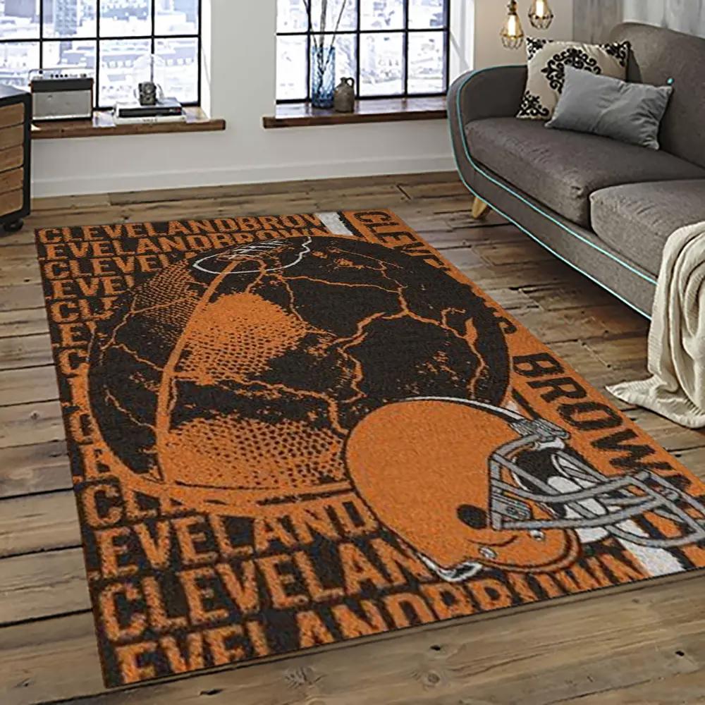 Nfl cleveland browns football team logo sport carpet rectangle area rug for living room cb05 Rectangle Rug
