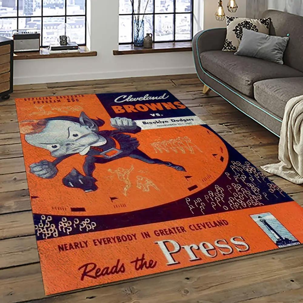 Nfl cleveland browns football team logo sport carpet rectangle area rug for living room cb10 Rectangle Rug