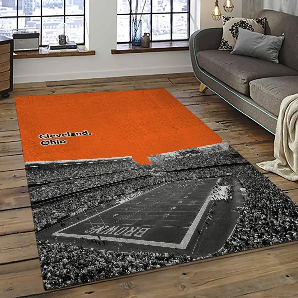 Nfl cleveland browns football team logo sport carpet rectangle area rug for living room cb51 Rectangle Rug