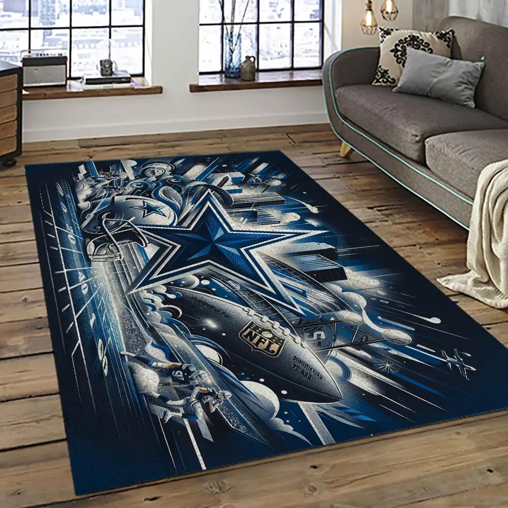 Nfl dallas cowboy football team logo sport carpet rectangle area rug for living room dc66 Rectangle Rug