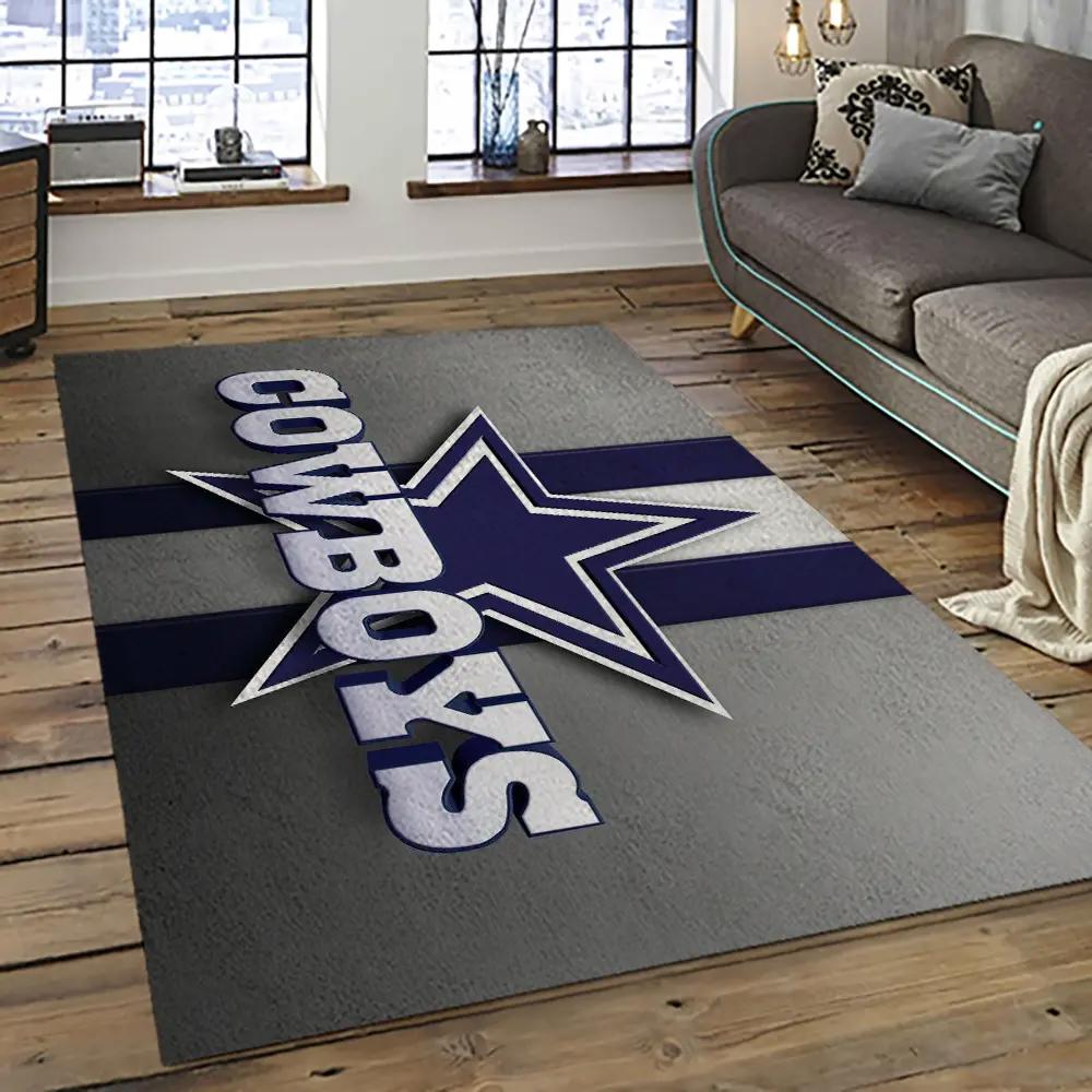 Nfl dallas cowboy football team logo sport carpet rectangle area rug for living room dc73 Rectangle Rug