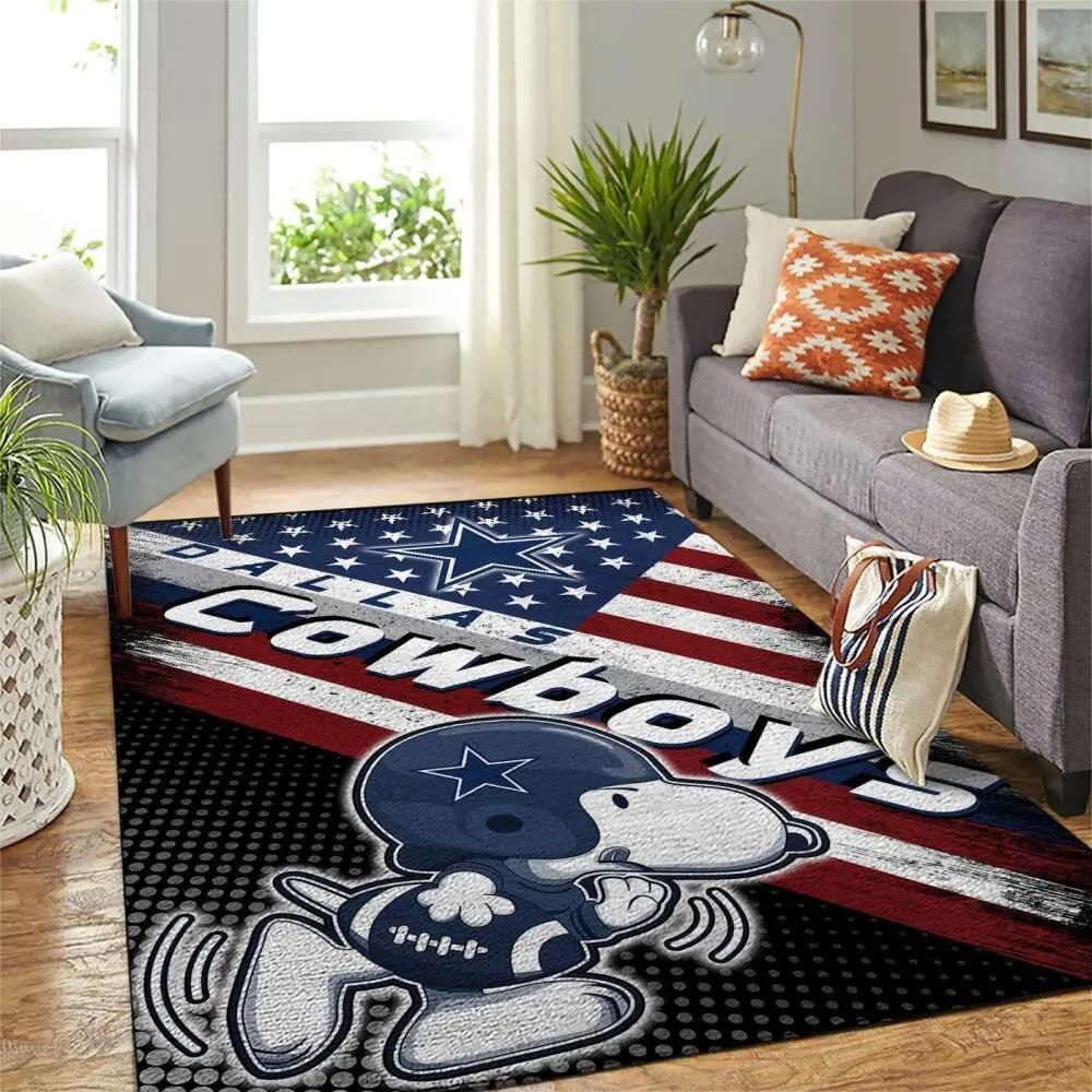 Nfl dallas cowboys area rugs american flag & snoopy living room carpet Rectangle Rug