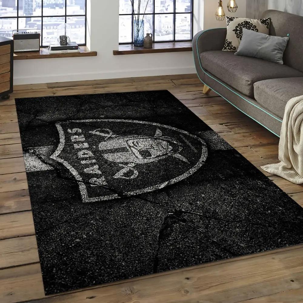 Nfl las vegas raiders football team logo rectangle area rug lvr36 Rectangle Rug