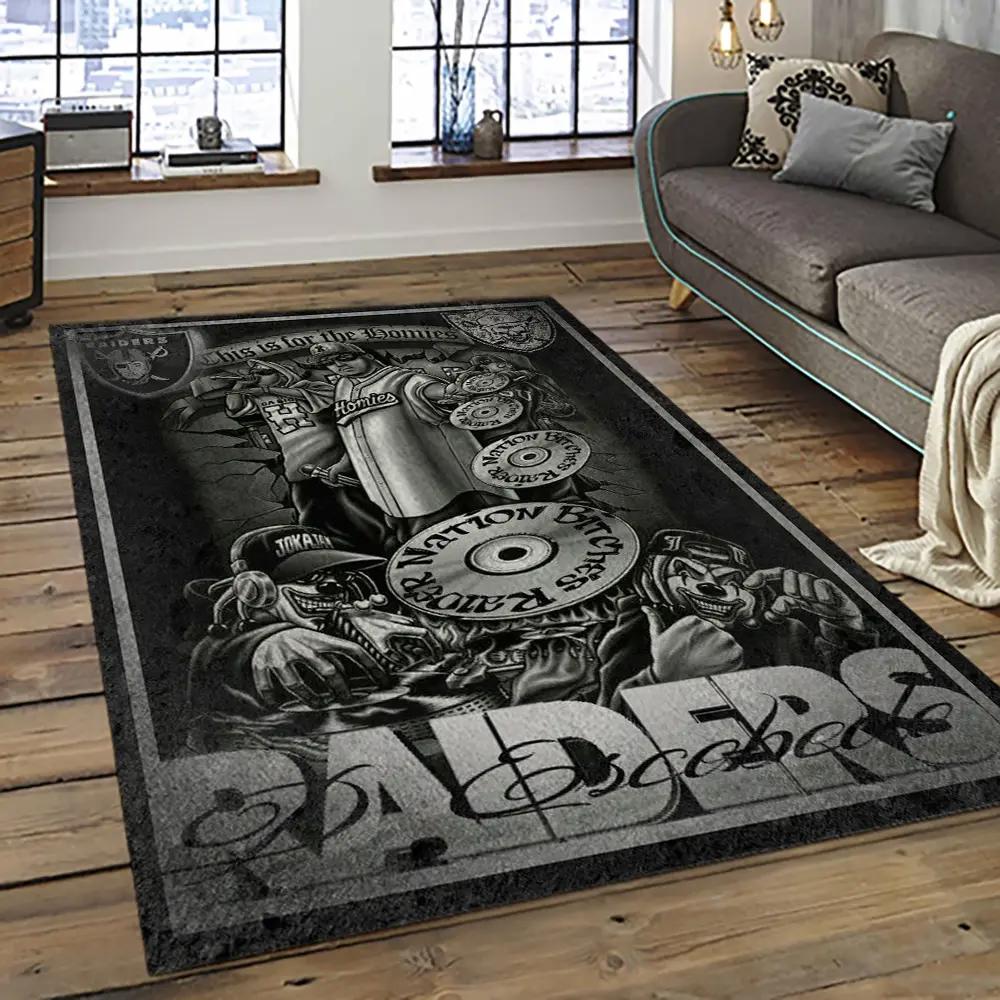 Nfl las vegas raiders football team logo sport carpet rectangle area rug for living room lvrd51 Rectangle Rug