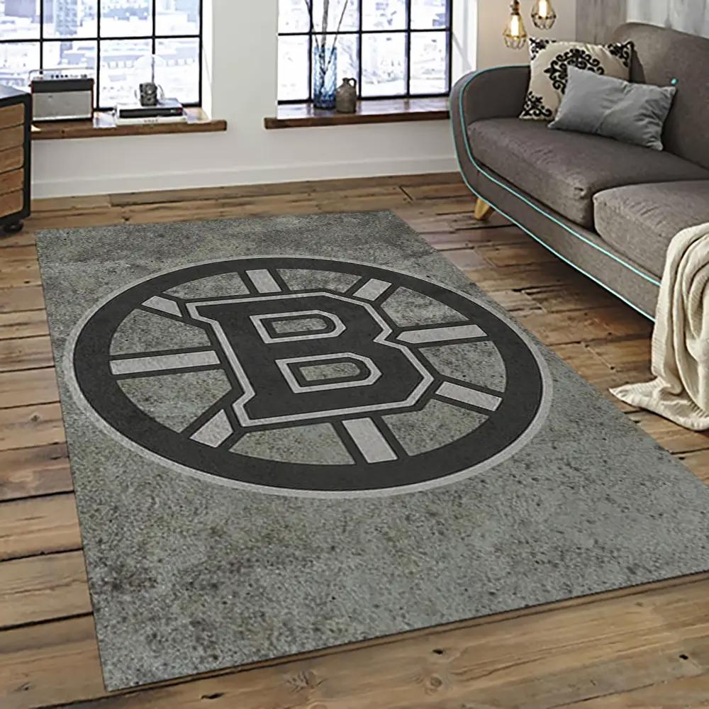 Nhl boston bruins hockey team logo sport carpet rectangle area rug for living room bb56 Rectangle Rug