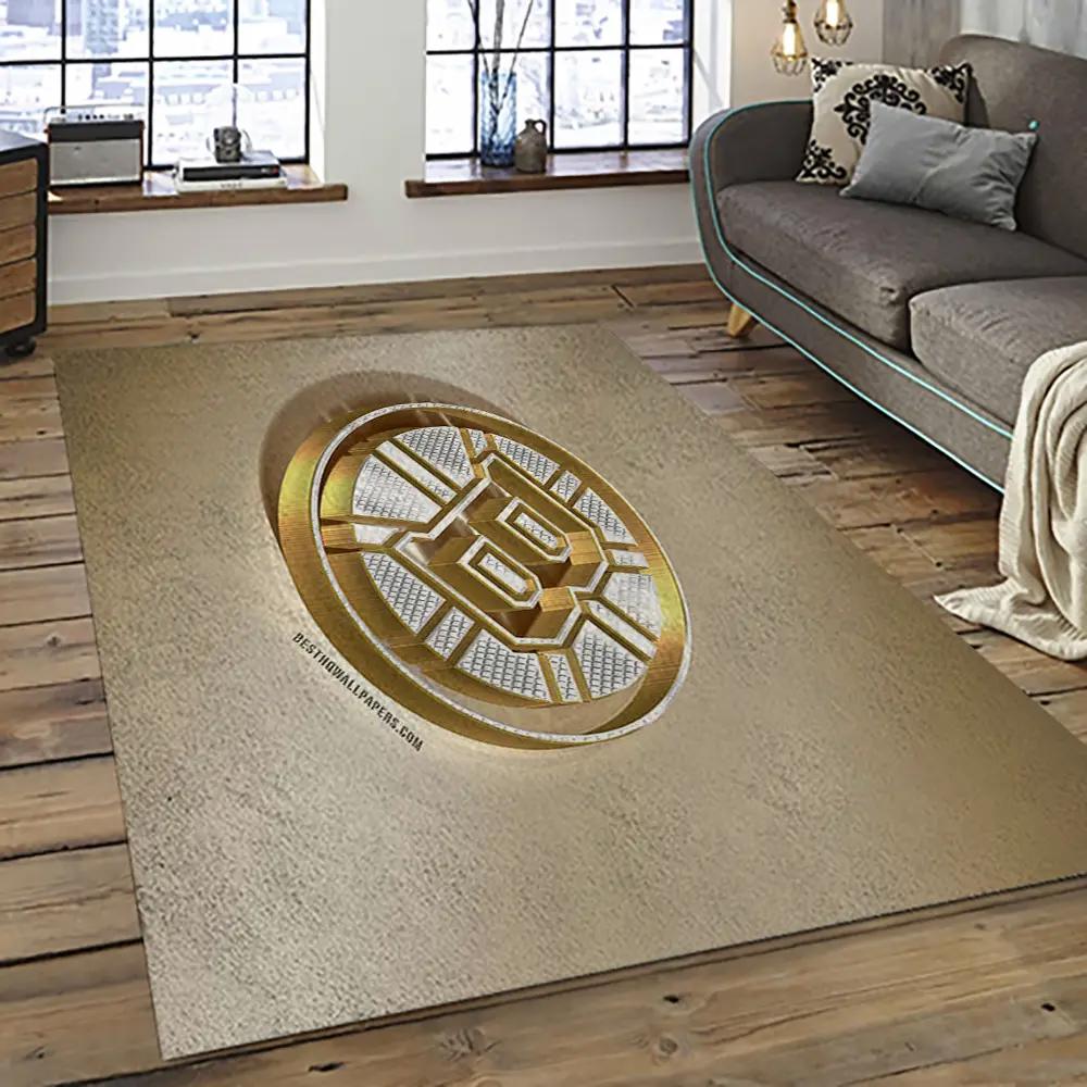 Nhl boston bruins hockey team logo sport carpet rectangle area rug for living room bb59 Rectangle Rug