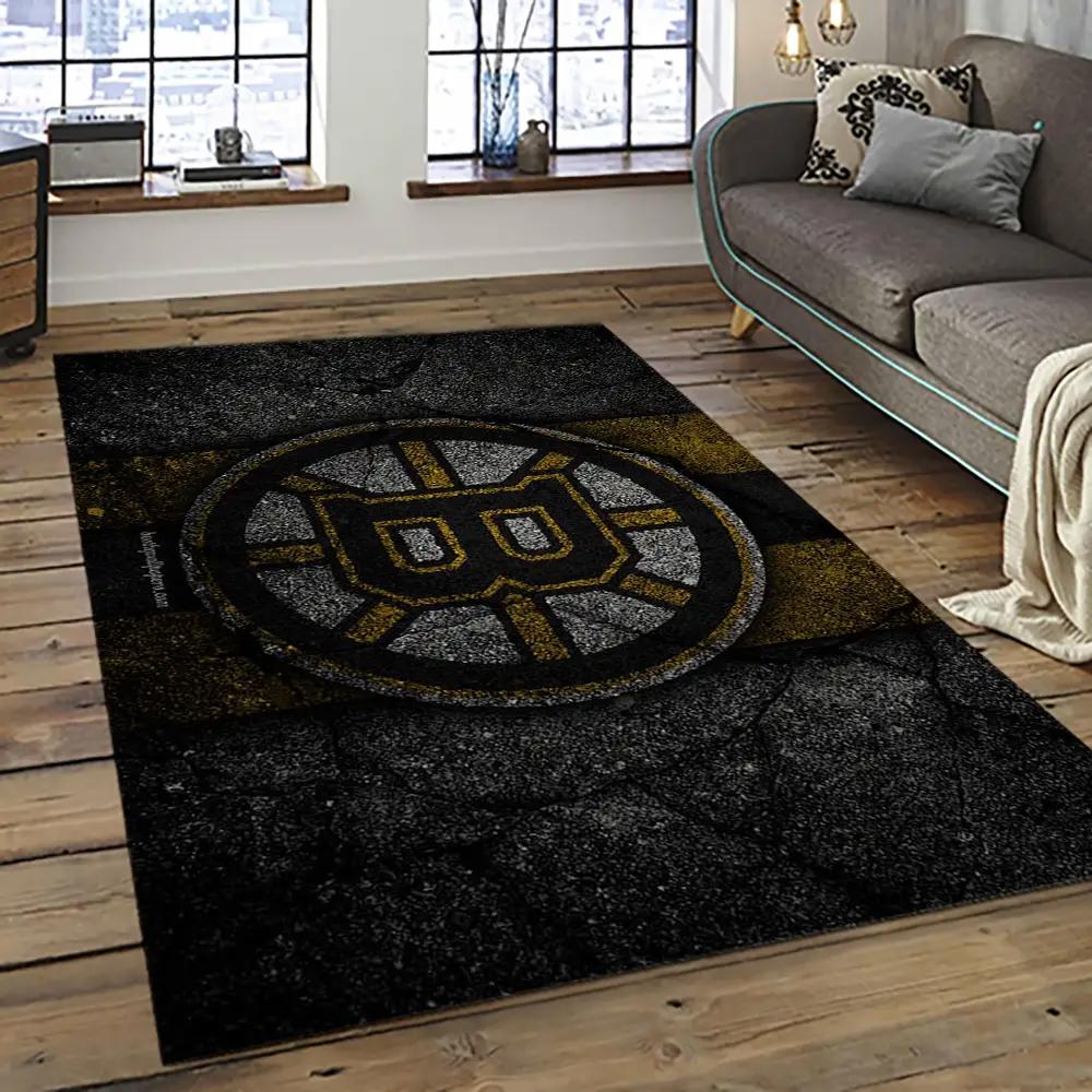 Nhl boston bruins hockey team logo sport carpet rectangle area rug for living room bb61 Rectangle Rug