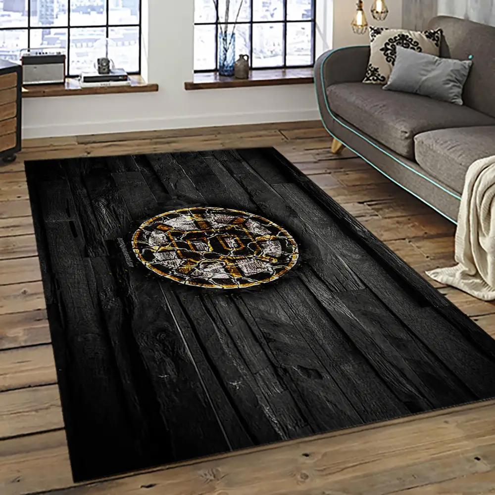 Nhl boston bruins hockey team logo sport carpet rectangle area rug for living room bb71 Rectangle Rug
