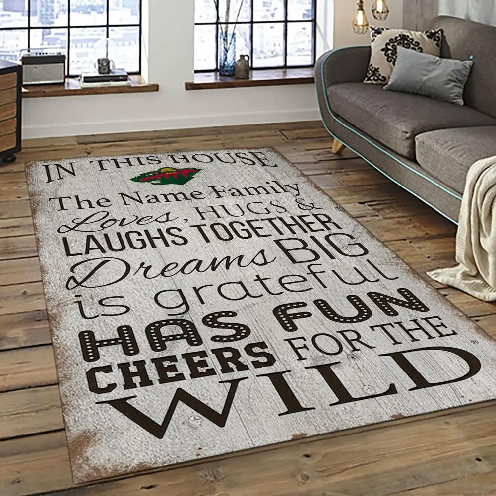 Nhl minnesota wild hockey team logo sport carpet rectangle area rug for living room mw12 Rectangle Rug