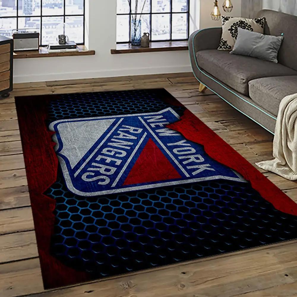 Nhl new york rangers hockey team logo sport carpet rectangle area rug for living room nyr60 Rectangle Rug