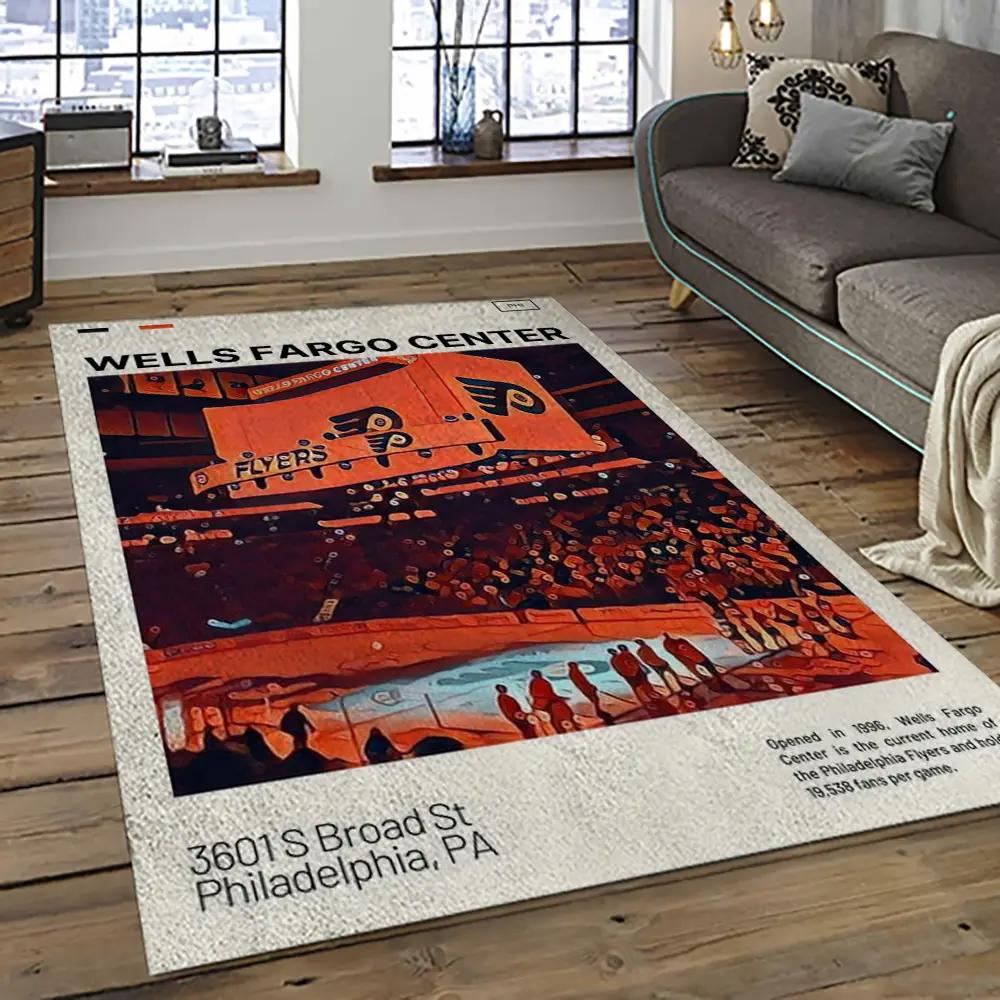 Nhl philadelphia flyers hockey team logo sport carpet rectangle area rug for living room pf04 Rectangle Rug