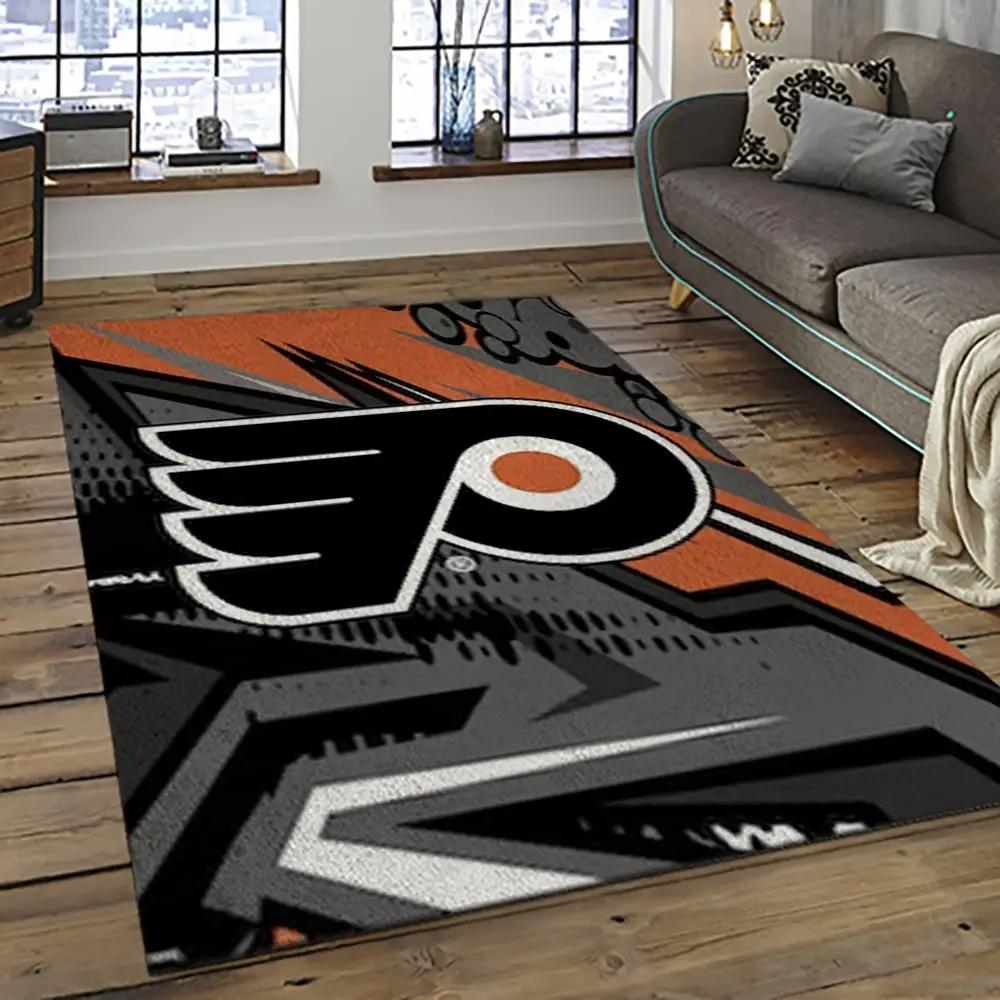 Nhl philadelphia flyers hockey team logo sport carpet rectangle area rug for living room pf08 Rectangle Rug