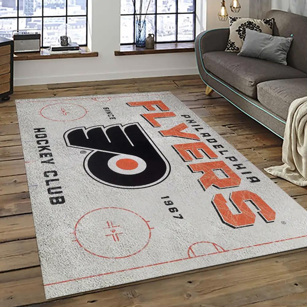 Nhl philadelphia flyers hockey team logo sport carpet rectangle area rug for living room pf18 Rectangle Rug
