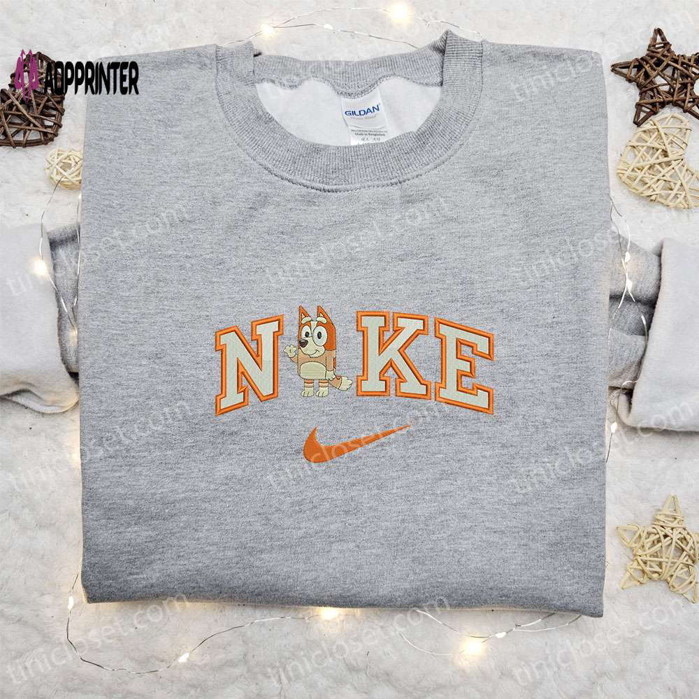 Nike cartoon embroidered sweatshirt – bingo hi x bluey shirt nike inspired design Embroidered Shirt