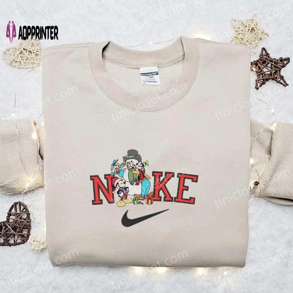 Nike christmas x donald goofy mickey sweatshirt: festive embroidered shirt best gift idea Embroidered Shirt