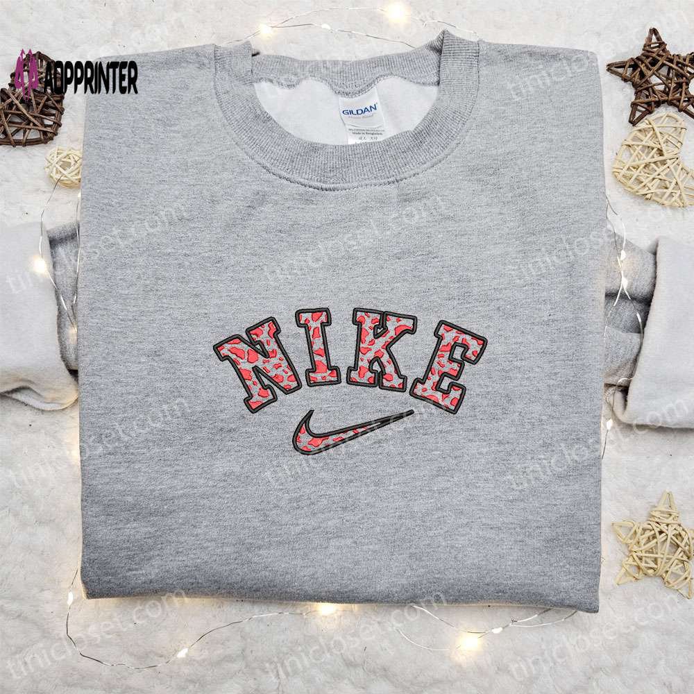 Nike-inspired cow pattern embroidered sweatshirt: best family gifts Embroidered Shirt