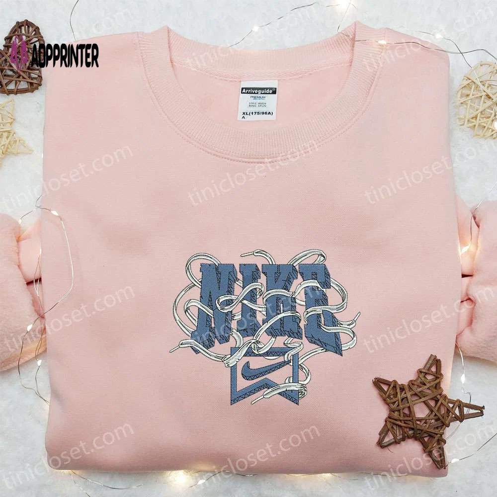 Nike-inspired embroidered shirt sweatshirt & hoodie by shoelace: custom stylish and trendy nike apparel Embroidered Shirt