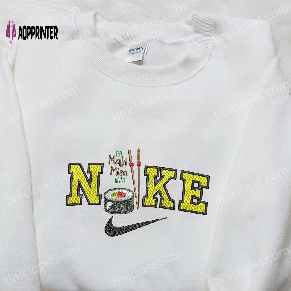 Nike inspired maki miso & favorite food embroidered shirt: stylish & unique nike shirt designs Embroidered Shirt