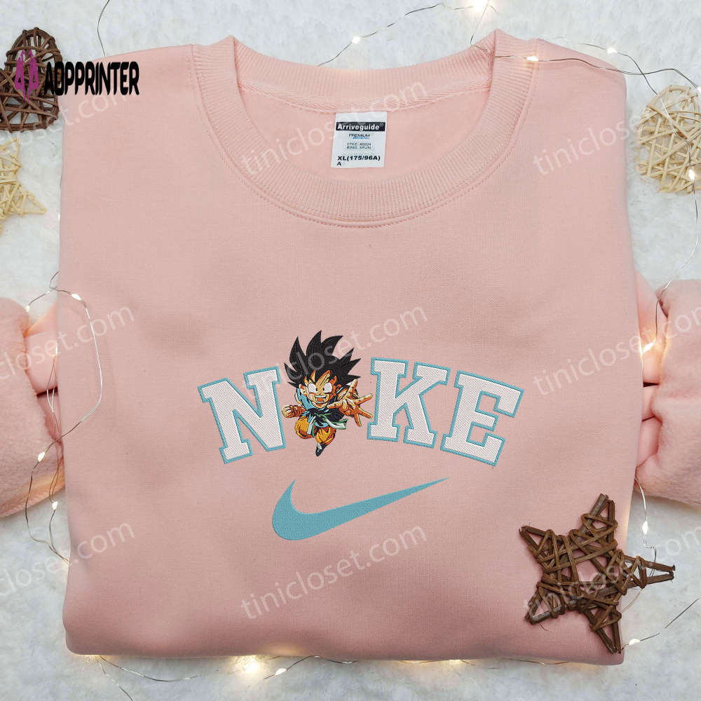 Nike son goku embroidered shirt & dragon ball sweatshirt: anime hoodie for fans Embroidered Shirt