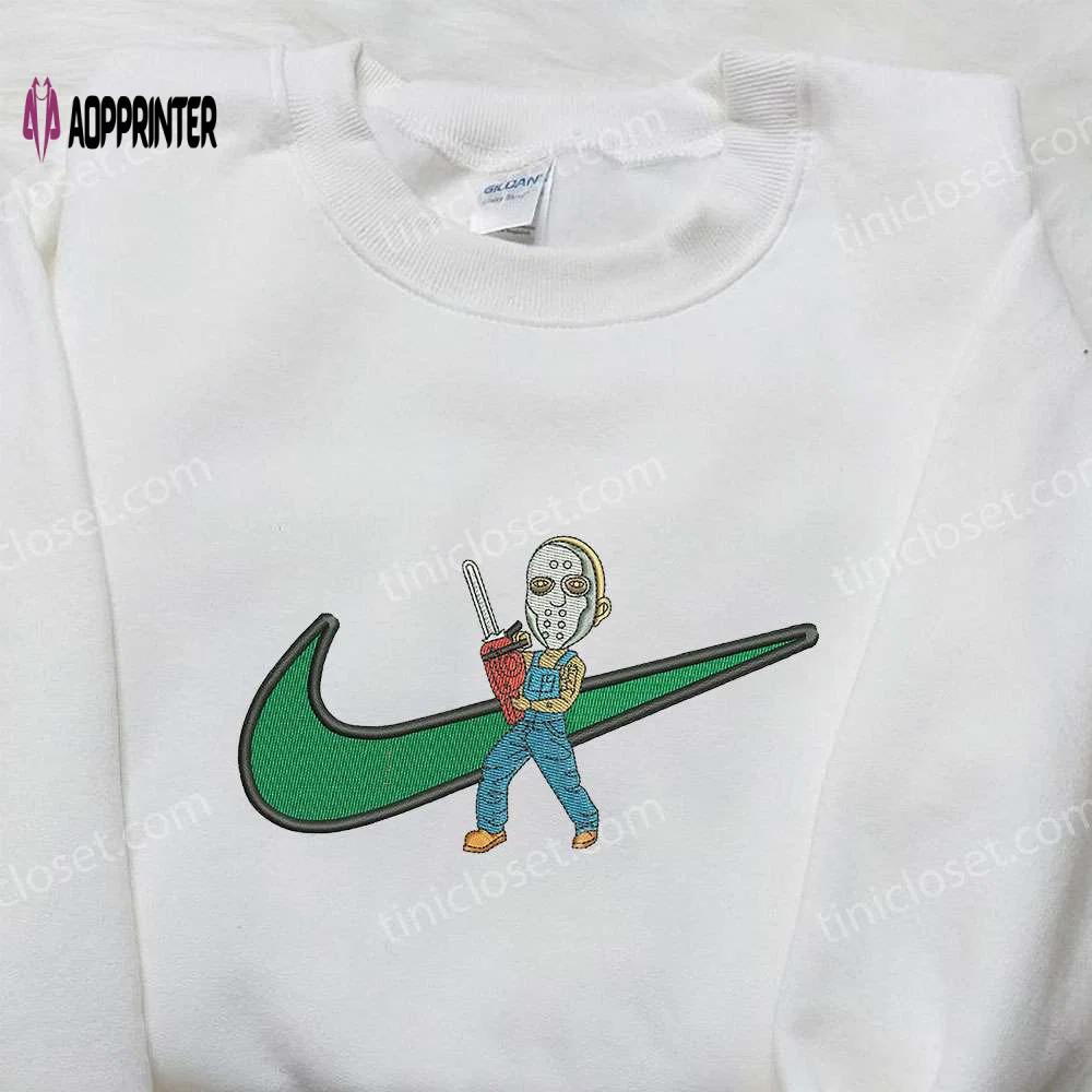 Nike swoosh x jason voorhees embroidered shirt – horror & halloween movie tee Embroidered Shirt