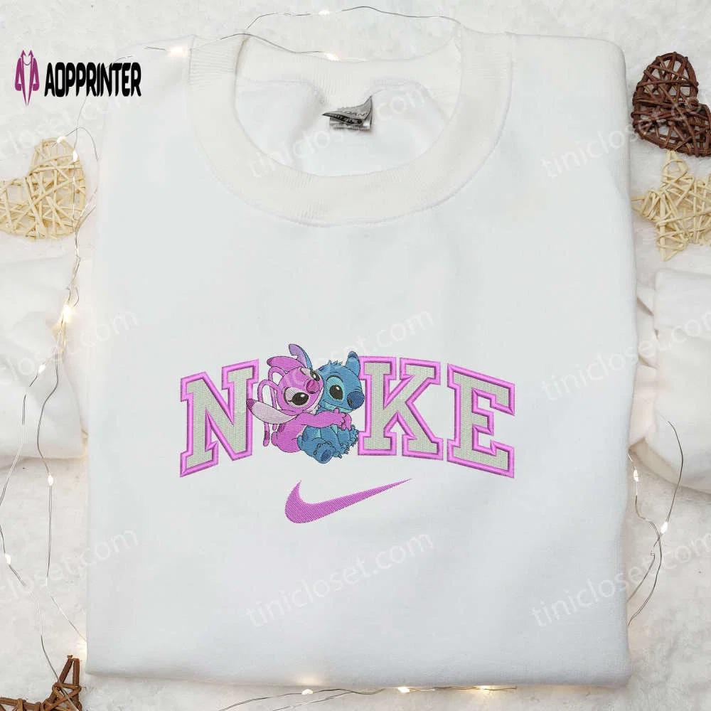 Nike x angel hugs stitch embroidered shirt – lilo and stitch disney inspired nike-branded design Embroidered Shirt
