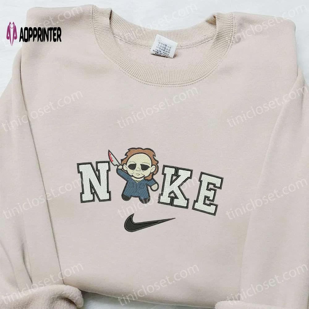 Nike x chibi michael myers embroidered shirt: horror movie inspired attire Embroidered Shirt