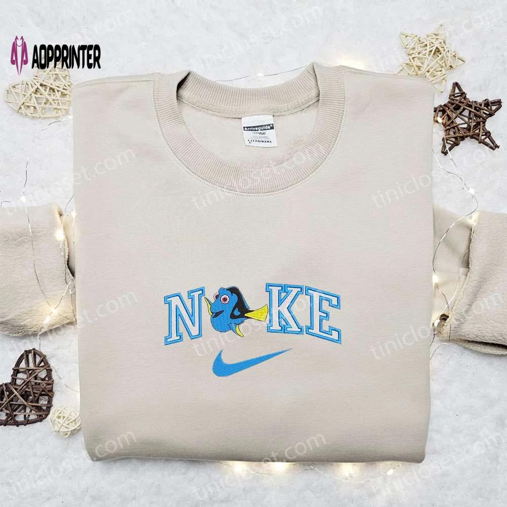 Nike x dory embroidered t-shirt: finding nemo disney design custom nike tee Embroidered Shirt