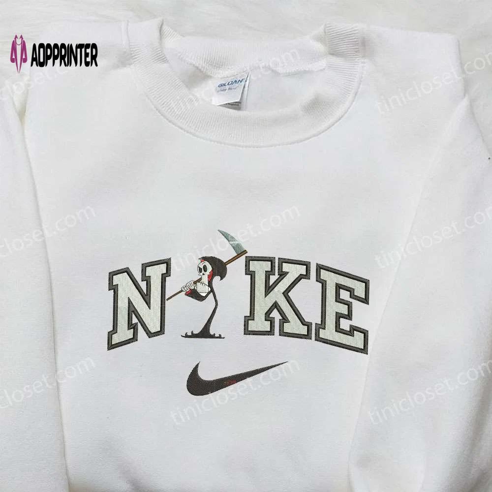 Nike x grim ghost embroidered shirt – halloween custom design Embroidered Shirt