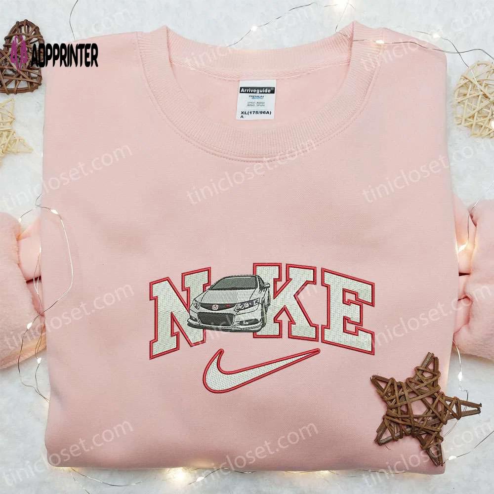 Nike x honda car embroidered sweatshirt & shirt: transportation-inspired t-shirt Embroidered Shirt