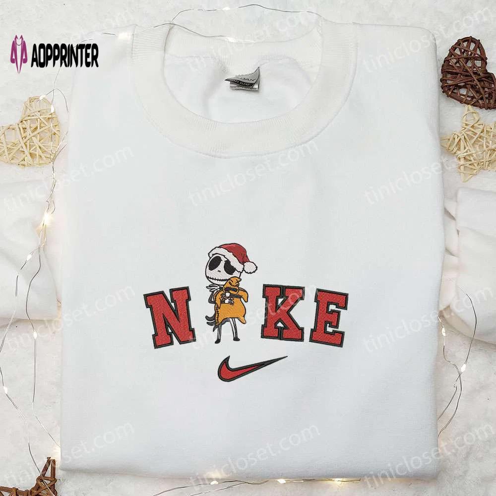Nike x jack skellington christmas hat sweatshirt: nightmare before christmas hoodie & inspired t-shirt Embroidered Shirt