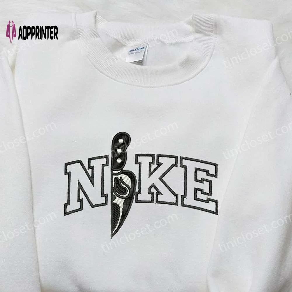 Nike x knife halloween embroidered shirt: spooky & stylish nike-inspired design Embroidered Shirt