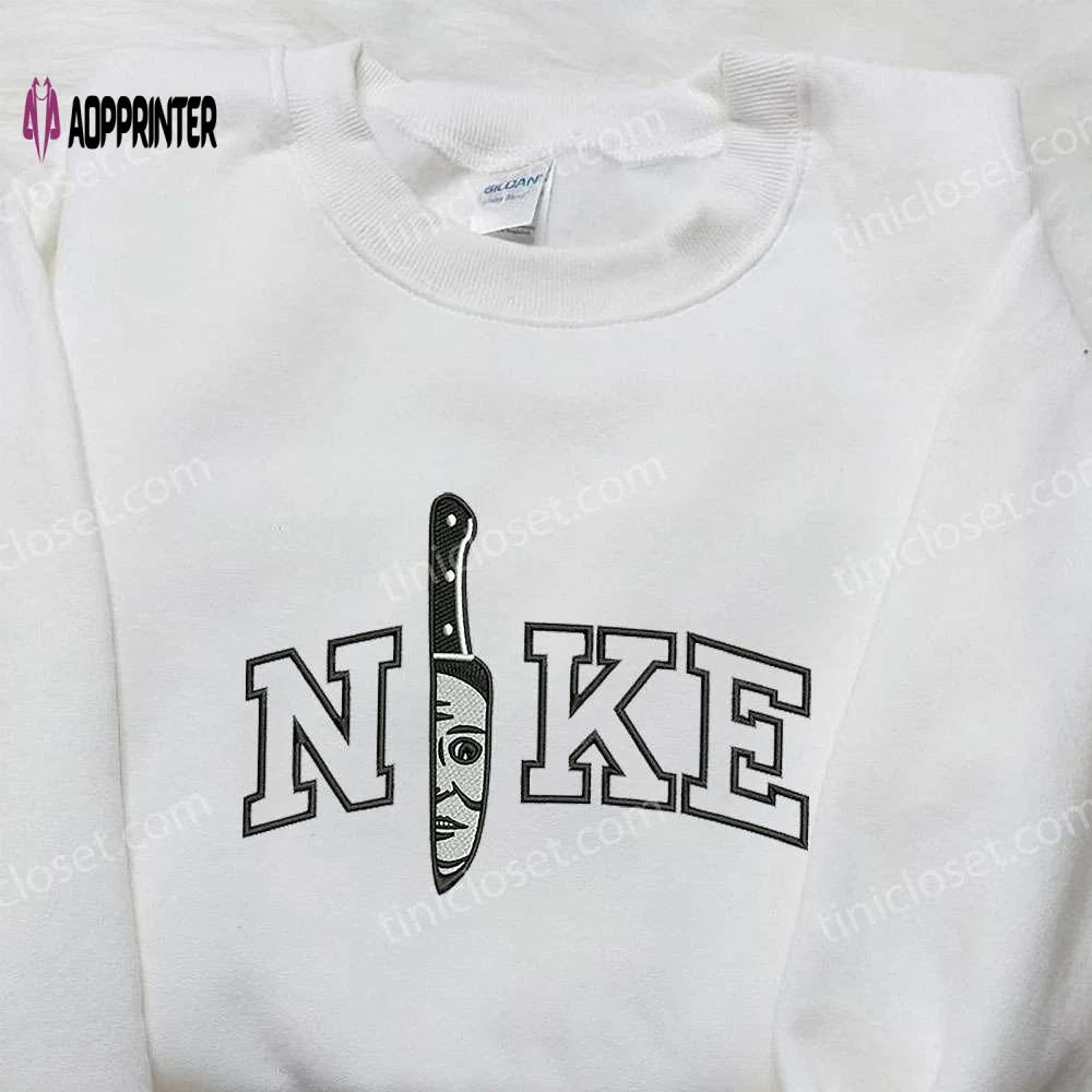Nike x knife michael myers embroidered shirt: custom halloween tee Embroidered Shirt