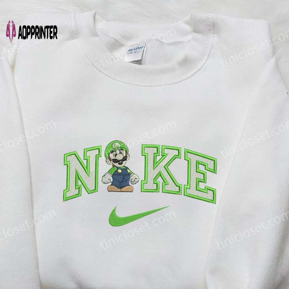Nike x luigi embroidered shirt: best family gift nike inspired design Embroidered Shirt