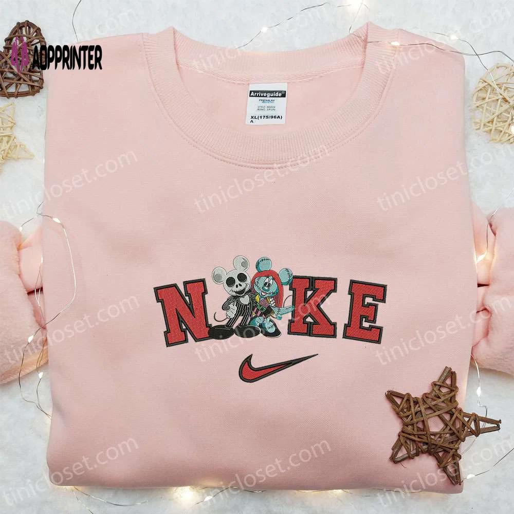 Nike x sally jack skellington mickey head embroidered shirt – nightmare before christmas t-shirt & disney halloween hoodie Embroidered Shirt