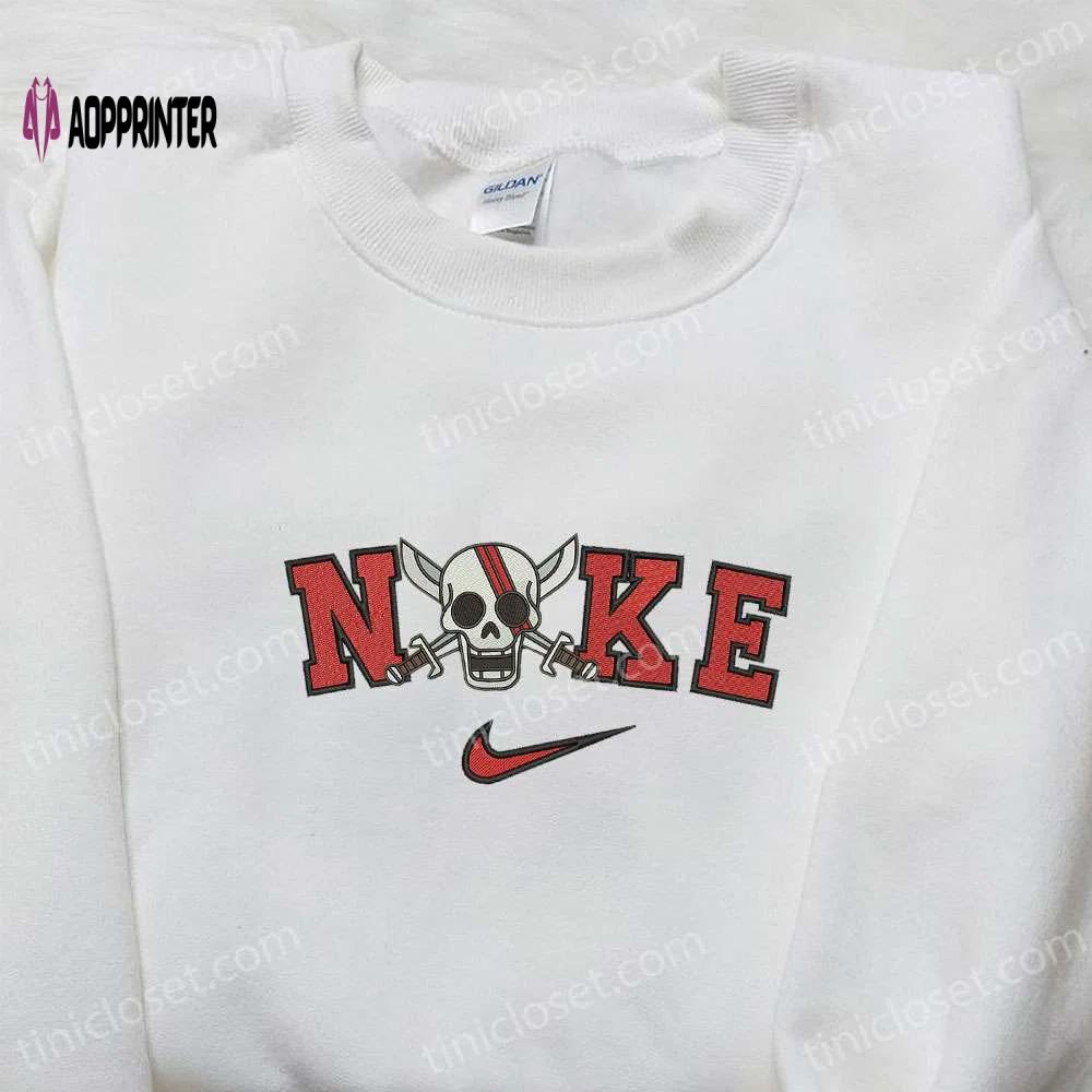 Nike x skull pirate embroidered shirt: perfect halloween gift for nike fans & halloween lovers Embroidered Shirt