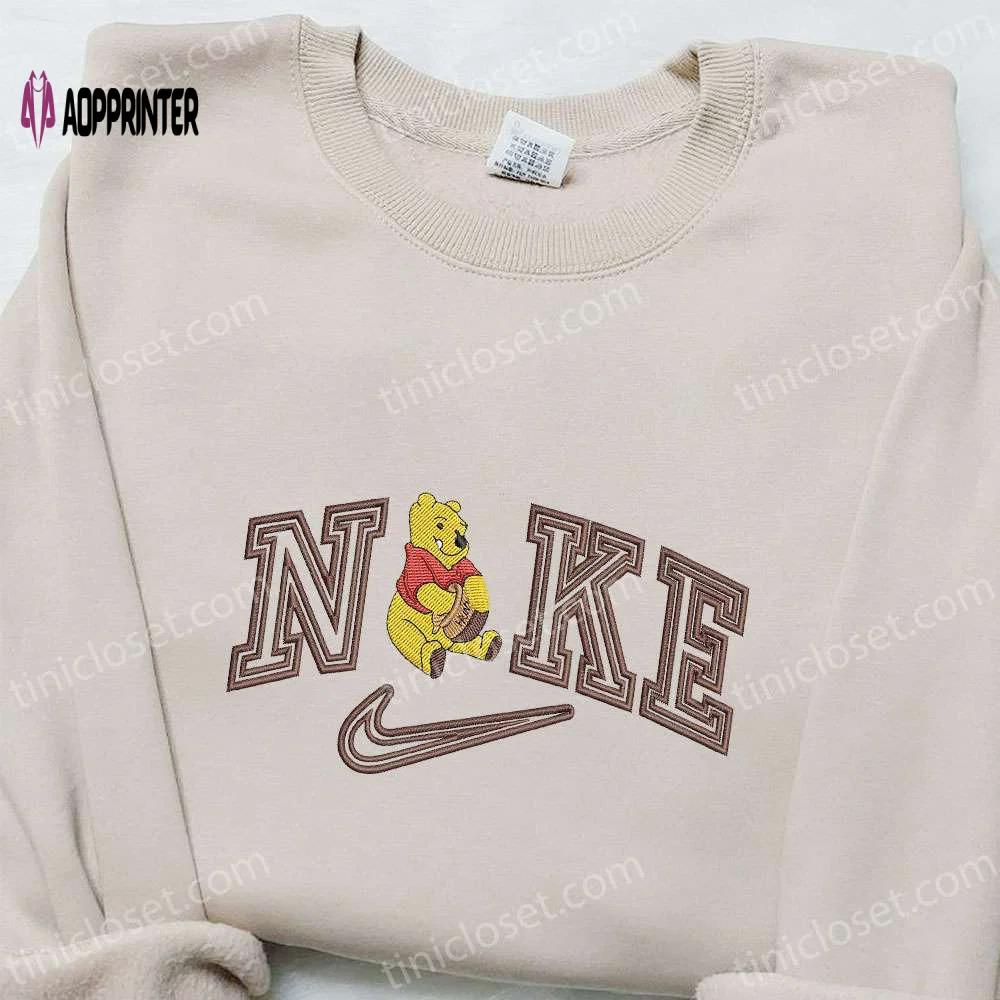 Nike x winnie the pooh cartoon embroidered sweatshirt – disney characters shirt nike inspired t-shirt Embroidered Shirt