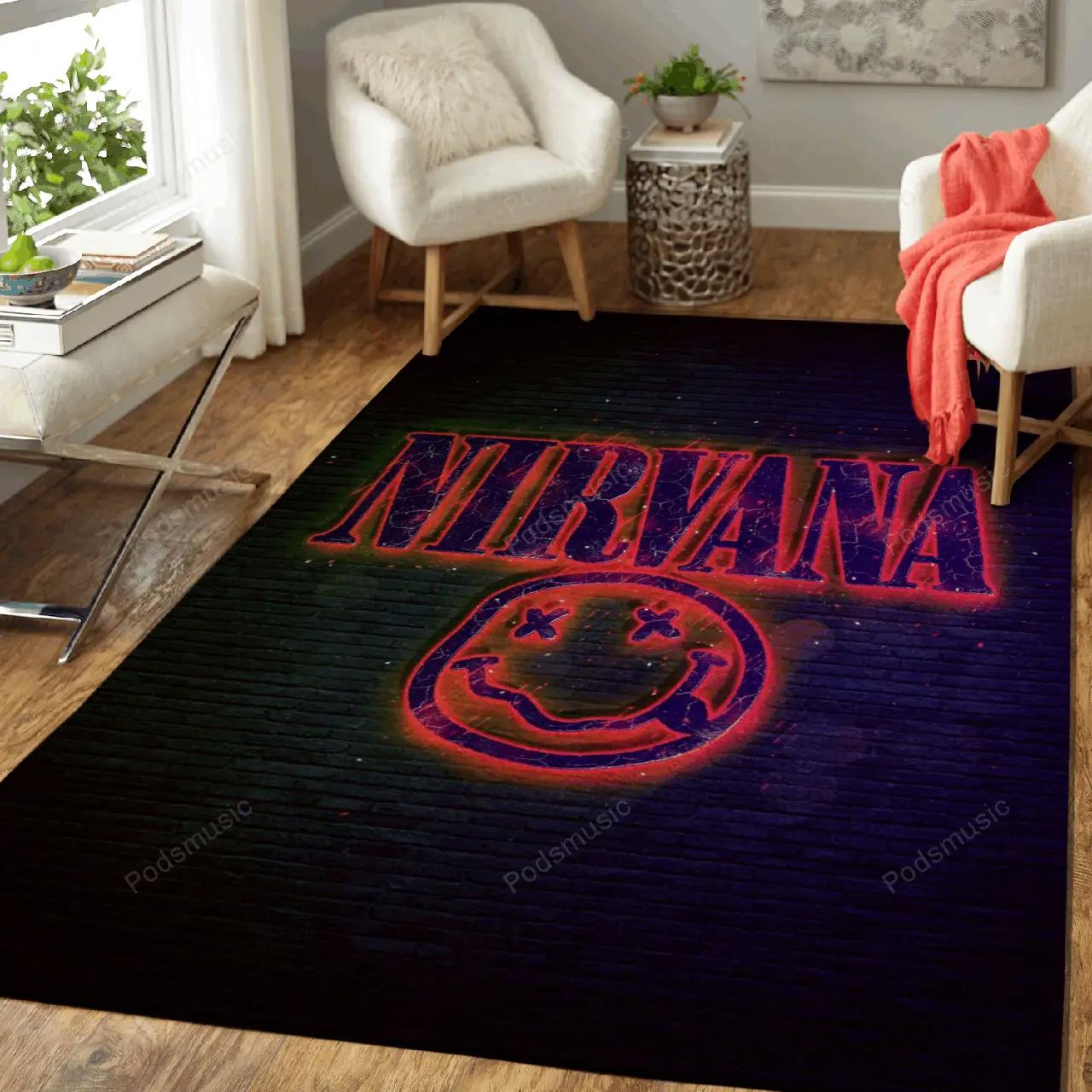 Nirvana music symbol art for fans area rug living room carpet rug regtangle carpet floor decor home decor Rectangle Rug
