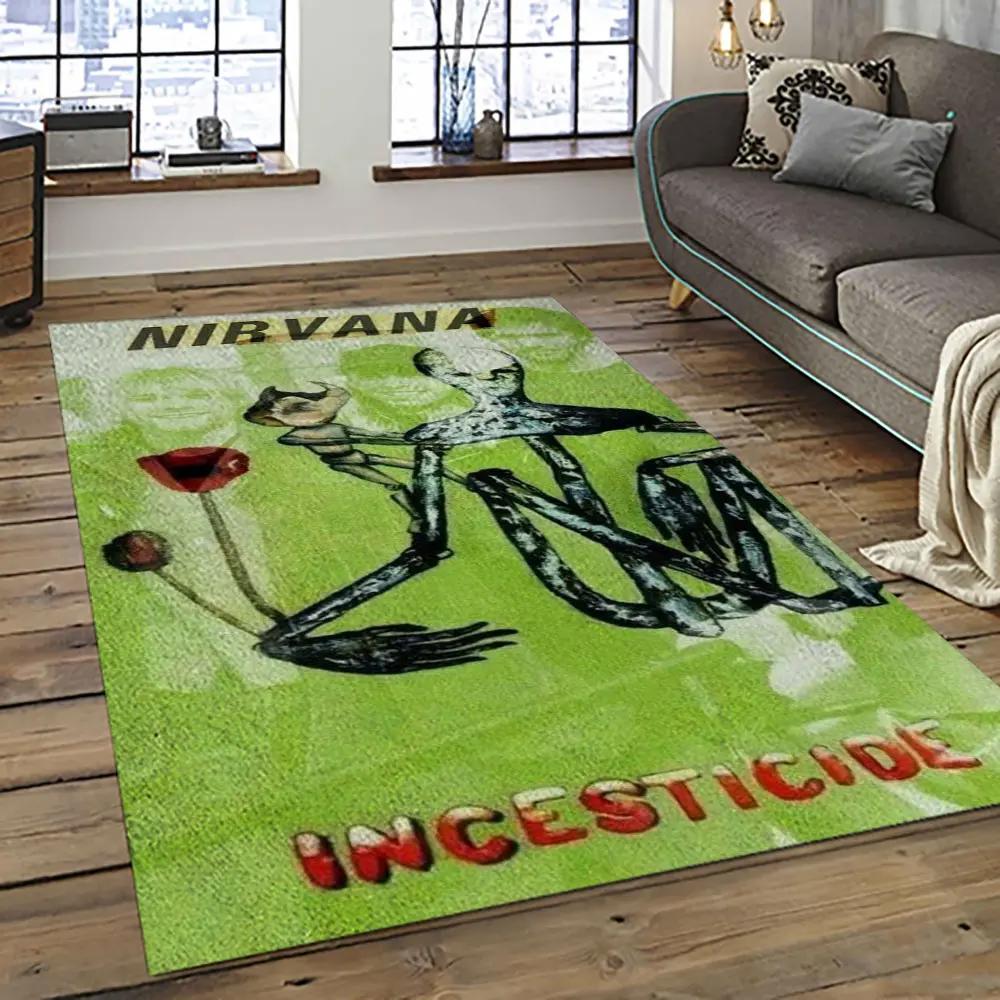 Nirvana rock band punk rock music retangle carpet area rug home decor best gift for fan and friends nv15 Rectangle Rug