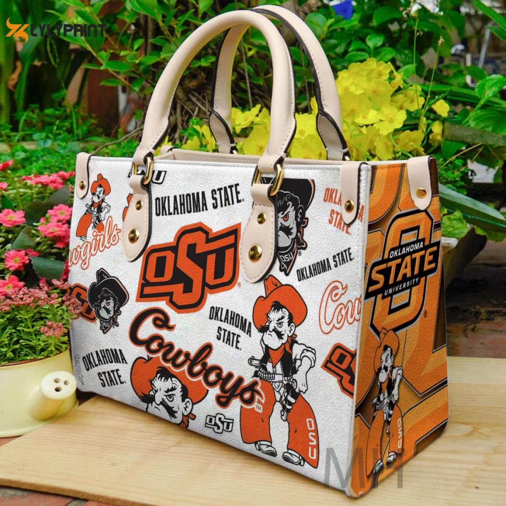 Oklahoma state cowboys leather handbag gift for women  3 2957 Women Leather Hand Bag