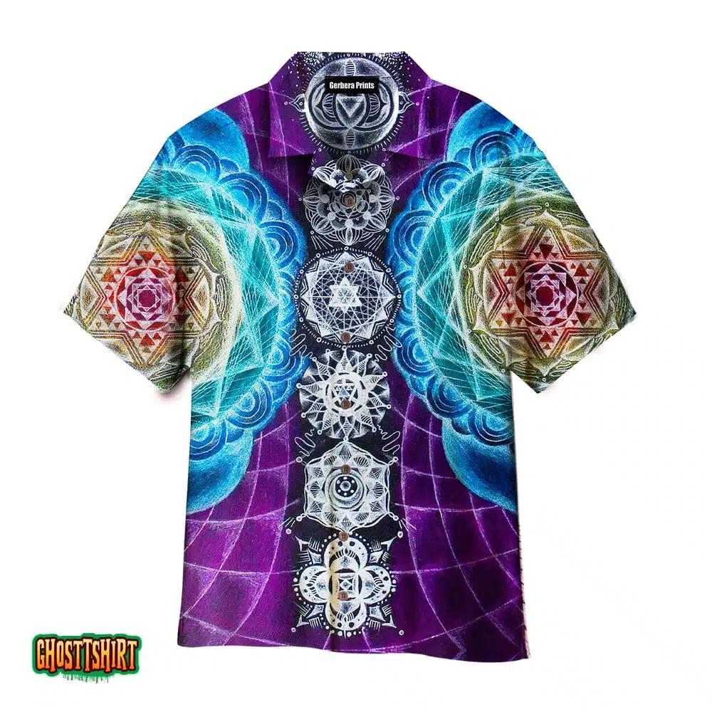 Pattern mandala chakra purple and blue aloha hawaiian shirt Hawaii Shirt Shorts & Flip Flops