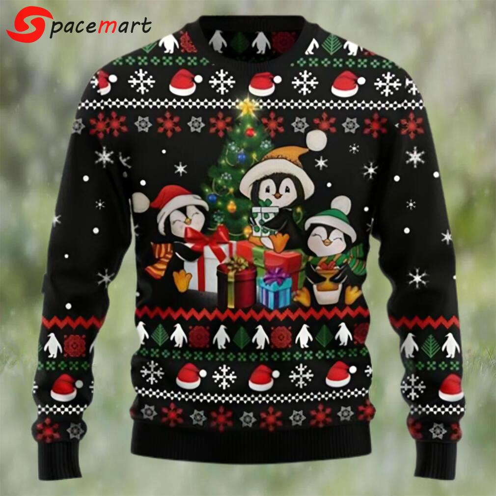 Penguin christmas tree and gift ugly christmas sweater Christmas Ugly Sweater