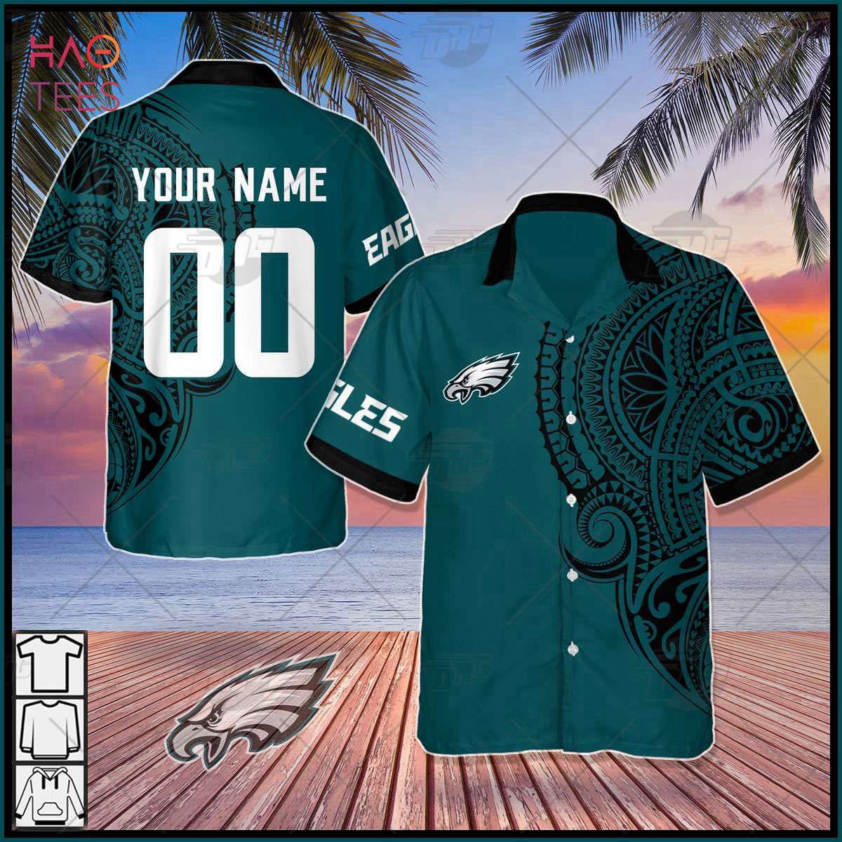 Personalize nfl philadelphia eagles polynesian tattoo design hawaiian shirt 2023 summer Hawaii Shirt