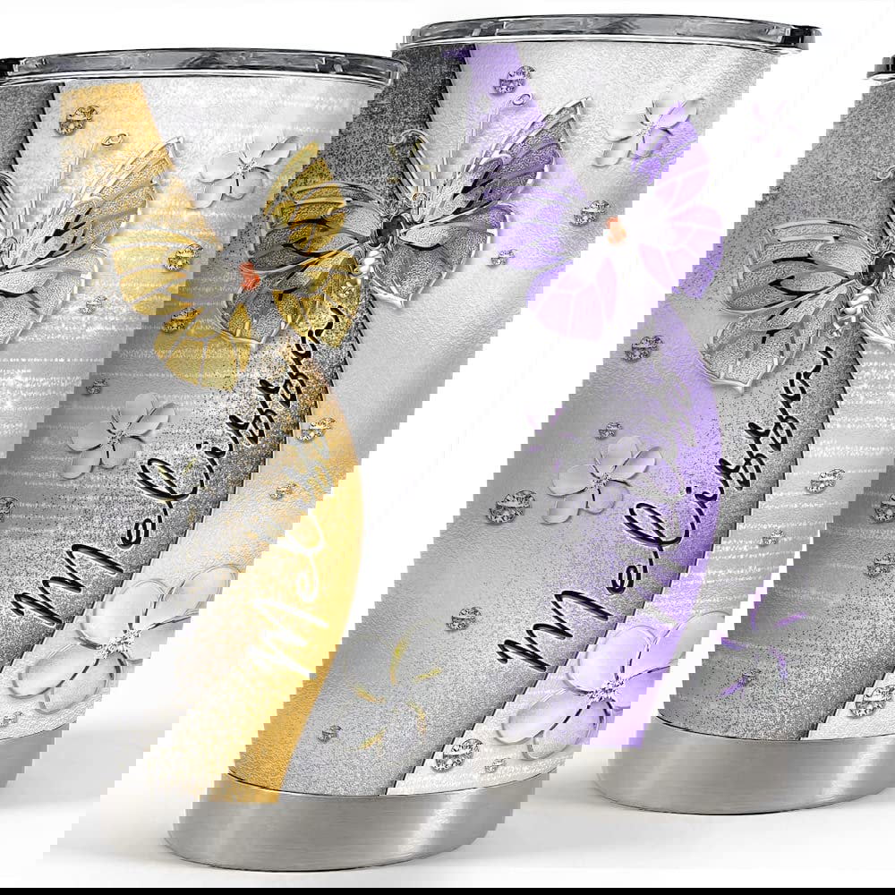 Personalized butterfly tumbler crystal drawing style for animal lover Personalized Tumbler