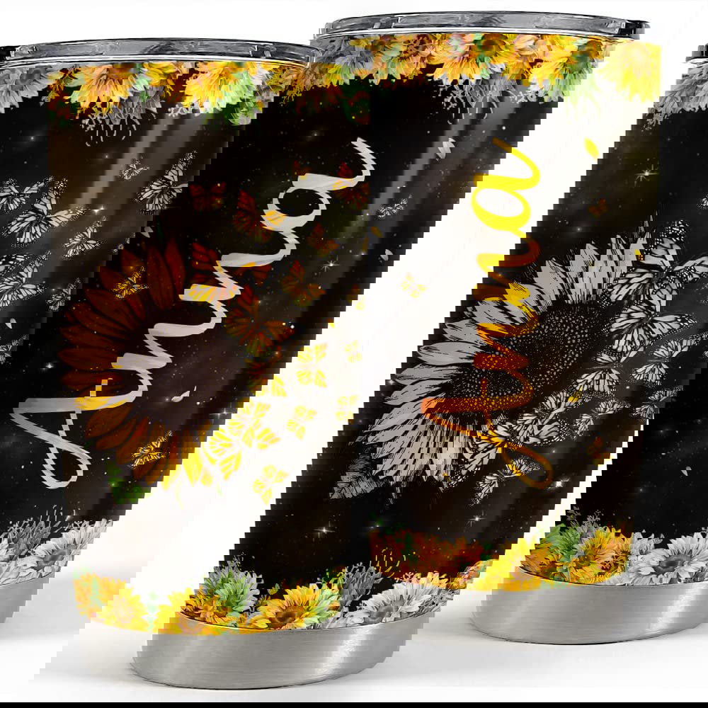 Personalized butterfly tumbler sunflower gift for women girl Personalized Tumbler