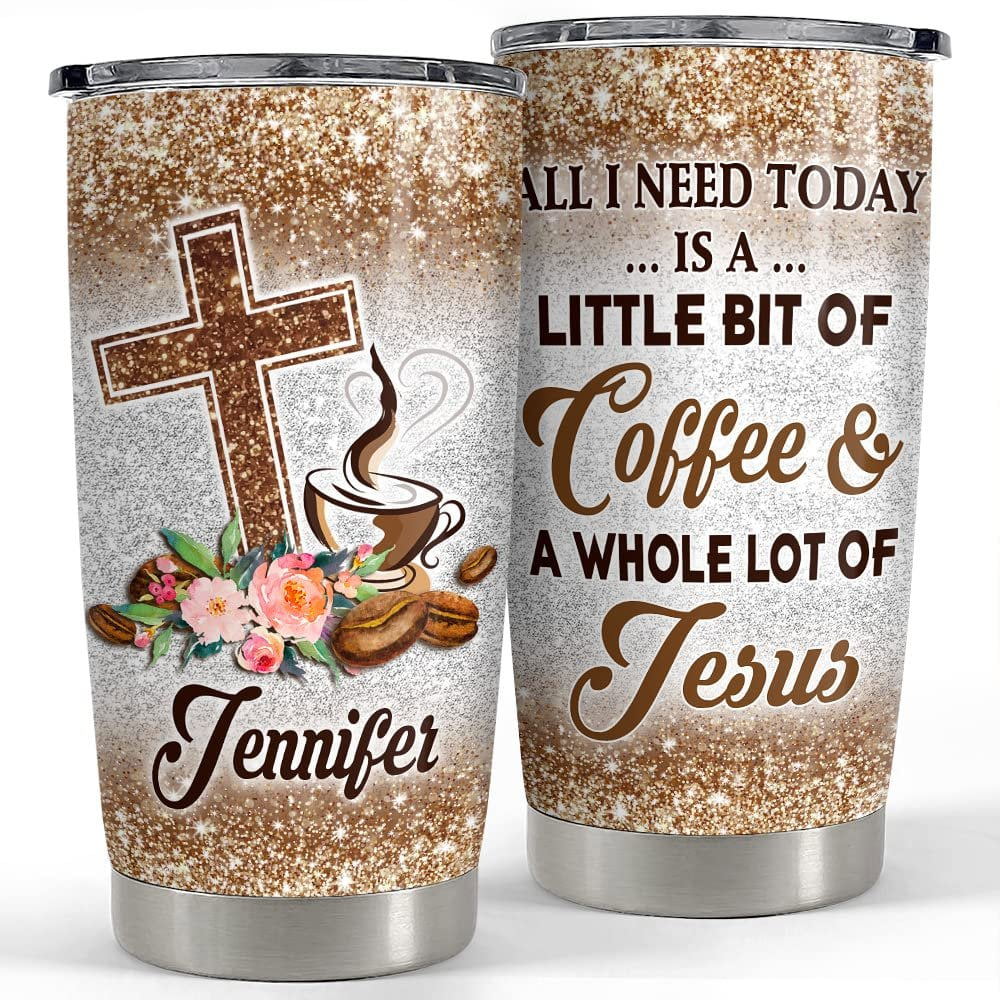 Personalized coffee tumbler jesus and coffee faith glitter gifts idea Personalized Tumbler