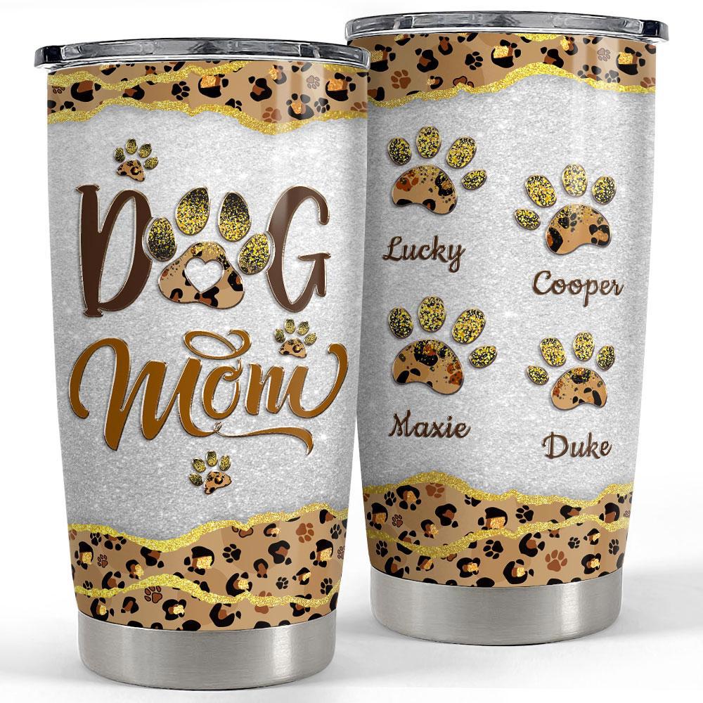 Personalized dog mom tumbler marble leopard style Personalized Tumbler