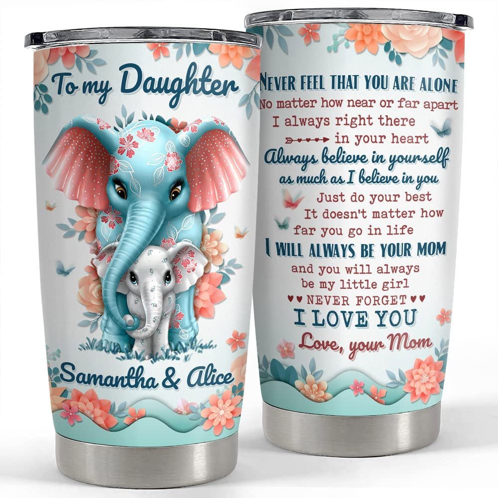 Personalized elephant tumbler to daughter from mom animal lover Personalized Tumbler