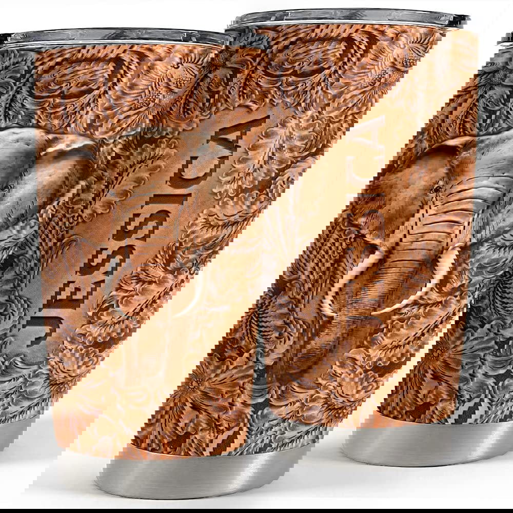 Personalized elephant tumbler wood drawing style for animal lover Personalized Tumbler