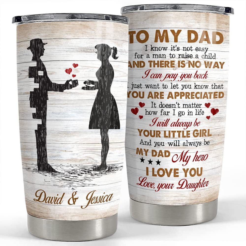 Personalized father and daughter tumbler wood style father’s day gift Personalized Tumbler